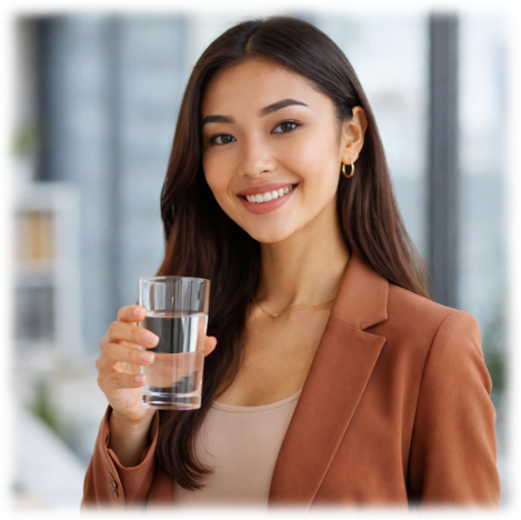 Су стаканын ұстаған қыз